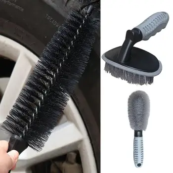 Щетка для чистки колес, щетка для мытья обода автомобильного колеса, Нескользящая ручка, легко моющиеся диски, спицы, барабан колеса и тормоз
