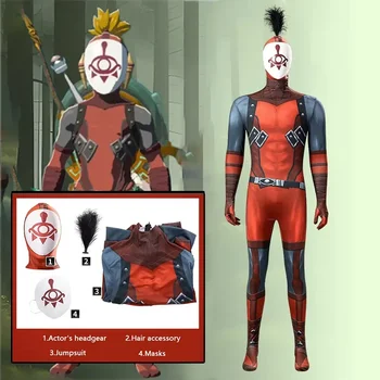 Ссылка Костюмы для косплея, игра Zelda Role Play, аниме, красные комбинезоны и маски, одежда, карнавальный костюм на Хэллоуин для мужчин