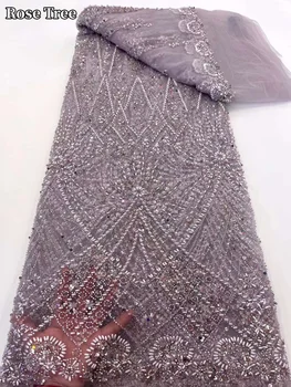 Роскошный Африканский Жених Кружевная ткань с пайетками Высокого качества 2023 года, вышивка тяжелыми бусами, Французское тюлевое кружево для свадебного платья
