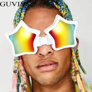 Негабаритные Солнцезащитные очки с выпученными глазами в форме пяти звезд Для женщин и мужчин, цельные солнцезащитные очки в стиле панк с большими линзами, Необходимые Брендовые Дизайнерские очки Y2K