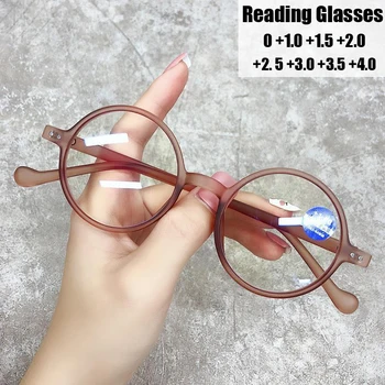 Старинные Круглые Очки Для чтения В Сверхлегкой Оправе Для Пресбиопии, Блокирующие Синий Свет Очки Для Дальнозоркости С Диоптриями До + 4,0