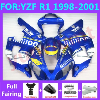 НОВЫЙ комплект обтекателей для литья под давлением мотоцикла ABS подходит для YZF R1 1998 1999 2000 2001 YFZ-R1 98 99 00 01 Комплекты обтекателей синий белый