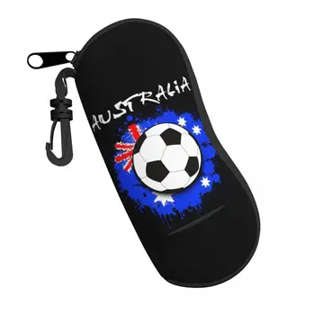 Футляр для очков, Мягкая сумка для очков, футбольный мяч под флагом Австралии с рисунком, Портативная коробка для солнцезащитных очков, Сумка для аксессуаров, футляр для очков