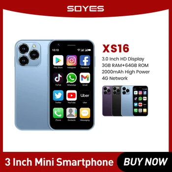 SOYES XS16 Маленький телефон Мини-смартфоны 3-дюймовый Четырехъядерный 3 ГБ + 64 ГБ 4G LTE Мобильный телефон Android 10,0 С двумя SIM-картами в режиме ожидания 2000 мАч 5 МП
