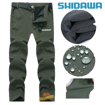 Осенне-зимние мужские водонепроницаемые Теплые брюки для рыбалки, уличные брюки Soft Shell Special Forces Tactics, Ветрозащитные флисовые походные брюки