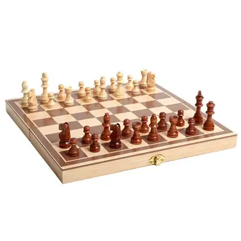 1 комплект складных магнитных шахматных досок, деревянные шахматы, шашки, набор шахмат, игра-головоломка