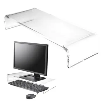 Акриловая подставка для компьютера, компьютерный стол, аксессуары для прозрачных полок для мониторов, компактная подставка для прозрачных мониторов для домашнего офиса