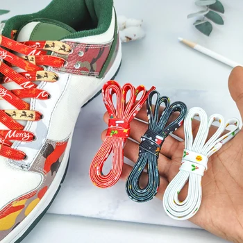 Зимние Шнурки с рождественской печатью, креативные шнурки для подарков, мужские и женские Трендовые Индивидуальности, Спортивные Повседневные шнурки для баскетбольной обуви