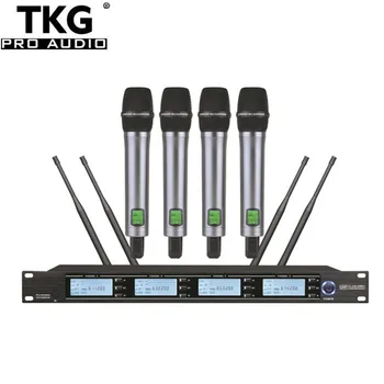 TKG 4-канальное аудиооборудование караоке петличная гарнитура открытый концертный беспроводной микрофон профессиональная система сверхвысокой частоты