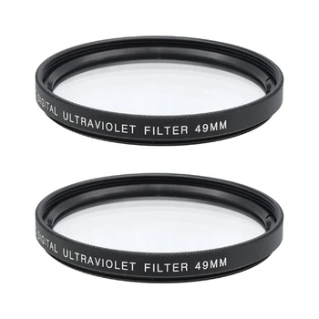 Объектив с УФ-фильтром 2шт, Фильтр для объектива камеры с устойчивым к ультрафиолетовому излучению фильтром высокой четкости Для объектива камеры 49 мм