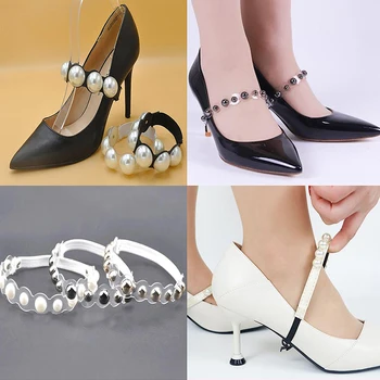 1 пара женских шнурков для обуви на высоком каблуке, украшения, пряжка, ленивые шнурки, эластичная лента, предотвращающая падение каблука, нескользящий ремешок для ремня.