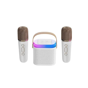 Беспроводное аудио для караоке, домашняя портативная колонка Bluetooth, караоке для развлечения, встроенный микрофон, белый