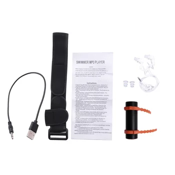 4 ГБ USB MP3-плеер водонепроницаемый для плавания, дайвинга, серфинга, черная гарнитура FM-радио