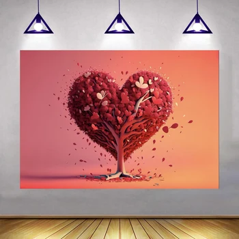 Фотография дерева в форме сердца, фоны на День Святого Валентина, Годовщина свадьбы, Помолвка, Приветственный баннер для свадебного душа