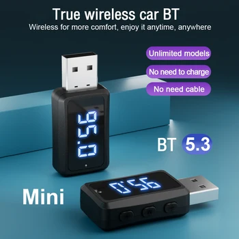 Автомобильный Bluetooth 5.3 FM02 Mini USB Передатчик Приемник со Светодиодным Дисплеем Громкой Связи Автомобильный Комплект Автоматического Беспроводного Аудио Для Fm-Радио
