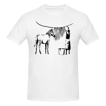 Мужская футболка Banksy Zebra из хлопка с коротким рукавом на заказ