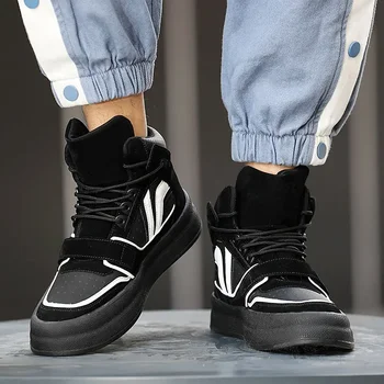Новые мужские Кроссовки с высоким берцем на осень, Удобная обувь на платформе 2024 года, Модная Дышащая обувь для скейтбординга на шнуровке, Zapatillas De Hombre