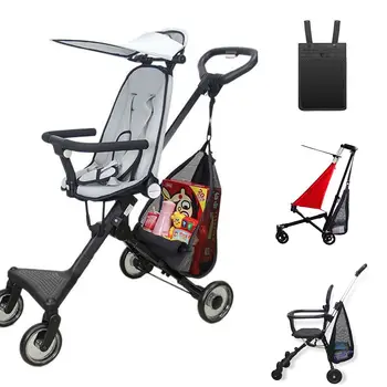 Сетчатый карман для детской коляски, полезный однотонный органайзер для детской коляски, треугольный мешок, сумки для детских подгузников