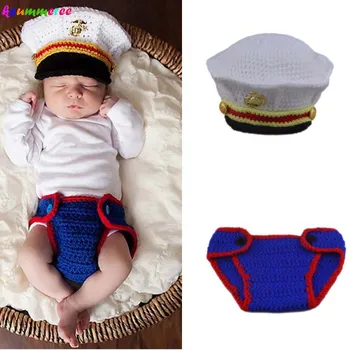 Вязаный крючком наряд для новорожденных Ksummeree USMC, платье морской пехоты, реквизит для фотосессии в стиле блюз для детского костюма морской пехоты H303