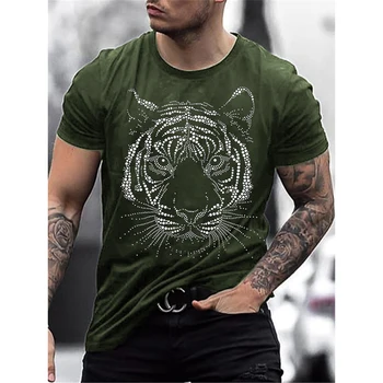 Модная мужская одежда, высококачественная футболка оверсайз y2k Tiger Со стразами, дизайнерские топы с коротким рукавом, повседневная уличная футболка для вечеринок