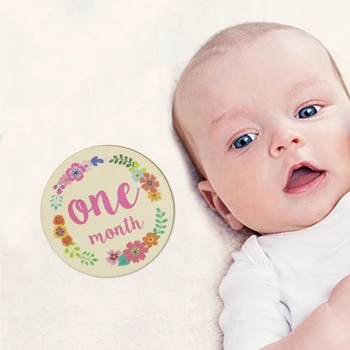 6 шт Детских открыток ручной работы с цветочным принтом, деревянных открыток с месяцами для новорожденных, Памятных открыток с ежемесячной записью Младенцев