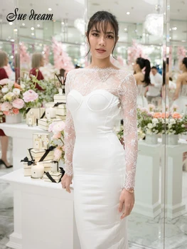 Летом 2023 года Новое женское белое сексуальное кружевное платье Миди в стиле пэчворк с длинным рукавом и открытой спиной, облегающее платье для вечеринки в клубе знаменитостей.