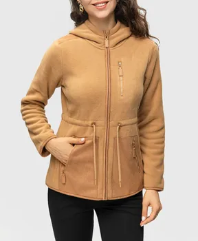 Женская куртка из пушистого флиса FASHIONSPARK с капюшоном, приталенная, регулируемая талия, полная молния, Шерпа, Пушистая мягкая зимняя теплая верхняя одежда, пальто
