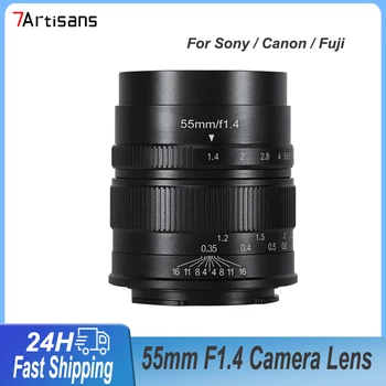 Объектив 7artisans 55mm F1.4 MF С Большой Диафрагмой Для Портретной Камеры Prime Для Sony E Canon EOS-M/M43 Fuji X Micro 4/3 mount Аксессуары