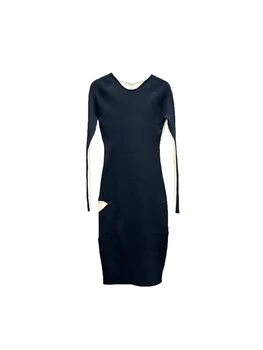 Трикотажное платье с открытой спиной контрастного цвета, модная комфортная атмосфера, осень и зима 2024, новинка 1017