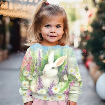 Детская осенне-зимняя одежда, топы с принтом милых животных, одежда в уличном стиле для девочек, детская футболка с длинным рукавом и V-образным вырезом Toddler