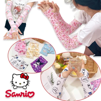 Солнцезащитные рукава Sanrio Hello Kitty Летний мультяшный чехол для рук с защитой от солнца и ультрафиолета, рукава для рук со льдом, дышащая солнцезащитная одежда для девочек
