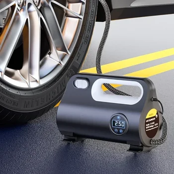 Автомобильный насос для накачивания шин 12V Портативный Автомобильный Автоматический Электрический воздушный компрессор для мотоцикла Велосипед Надувной со светодиодной подсветкой