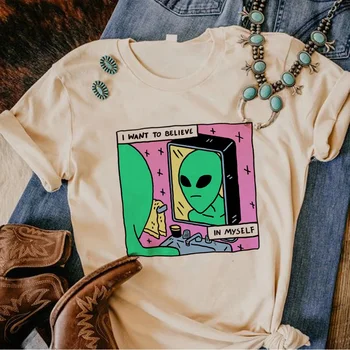 Футболки с инопланетянами, женская летняя футболка с мангой харадзюку, женская графическая одежда