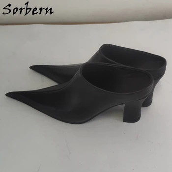Женские шлепанцы Sorbern из натуральной кожи, туфли-лодочки на высоком каблуке 8 см, слипоны с длинным заостренным носком, Размер 35-43, Обувь в стиле унисекс на заказ