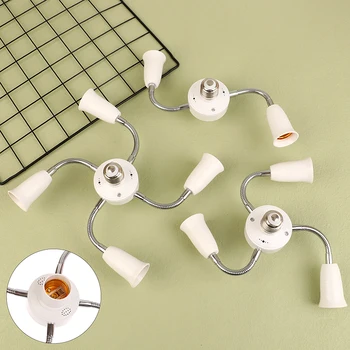 Преобразователь держателя светодиодных ламп Регулируемый Белый Разветвитель цоколя E27 с удлинительным шлангом 3, 4, 5-полосный адаптер