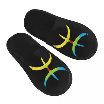 Женские домашние тапочки с принтом берберского флага Амазигов YAZ, уютные теплые пушистые тапочки из пены с эффектом памяти, домашняя и уличная обувь