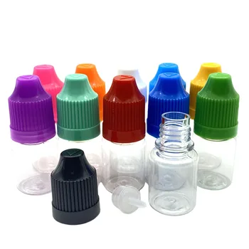 20 куб. см, 5 мл, Пустая пластиковая бутылка-капельница из ПЭТ пластика С защитной крышкой для детей и длинным наконечником для жидких глазных капель, Прозрачная крышка