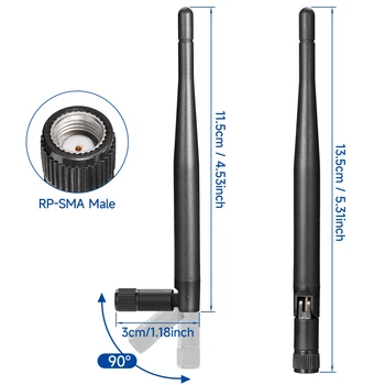Superbat 2,4 ГГц/5 ГГц 3dBi Двухдиапазонная Антенна Omni WIFI RP-SMA для Беспроводной IP-Камеры Безопасности