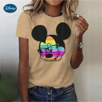 Женская футболка Disney Minnie Mouse Princesses 2023, модный милый стиль, милая одежда для девочек, летняя повседневная футболка для отдыха, женская футболка