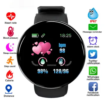 Новые Смарт-часы Мужские Женские Смарт-браслет LED D18 Smartwatch Водонепроницаемый Смарт-браслет с сенсорным экраном Smartband 2022 Inteligente