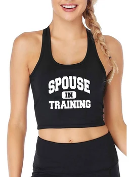 Дизайн для супруги на тренировке, Сексуальный облегающий укороченный топ, женские хлопковые дышащие майки для занятий спортом, настраиваемый камзол