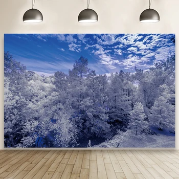Зимний пейзаж природы Laeacco, Белый лес, Рождественский фон для украшения комнаты, Фотографический фон для фотостудии