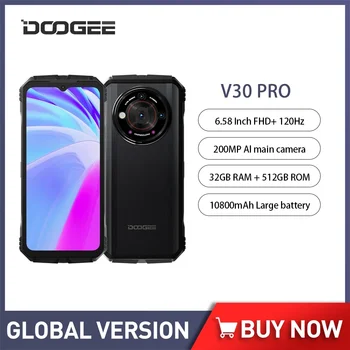 Глобальная версия DOOGEE V30 Pro 5G Прочный телефон 32 ГБ + 512 ГБ 200 МП Смартфон Android 13 Dimensity 7050 6,58 