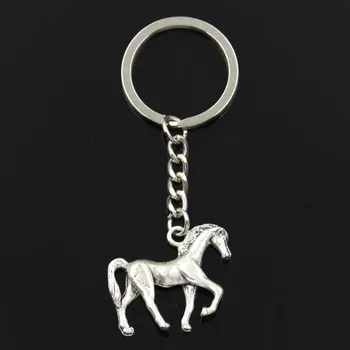 Новый модный брелок 32x27 мм с подвесками в виде шагающей лошади, сделай САМ, Мужской брелок для ключей серебристого цвета, кольцо-держатель, сувенир для подарка
