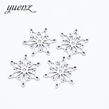 YuenZ 20 шт Античного серебряного цвета Рождественские подвески в виде снежинок Металлический кулон Diy Браслет Ожерелье Изготовление ювелирных изделий 25 * 25 мм L508