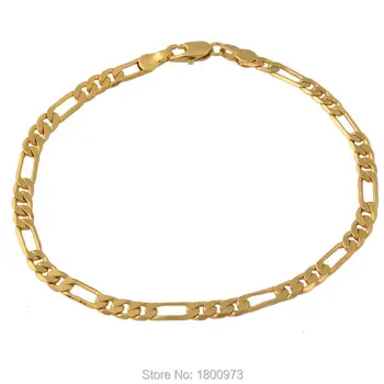 Браслеты-цепочки Adixyn золотого цвета 3 мм, мужские ювелирные изделия, Классический браслет-цепочка Figaro, Модные ювелирные изделия Оптом