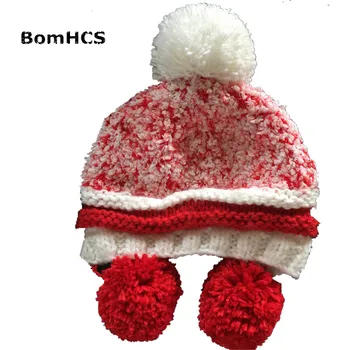 Мягкая женская зимняя теплая шапочка из разноцветных ниток BomHCS, 100% вязаная шапка ручной работы