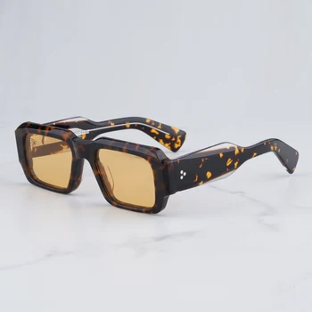 2023 новое прибытие Винтаж желтый Черепаха солнцезащитные очки для мужчин квадратный тип модулей горячий стиль ручной работы 10 мм ацетат солнечные очки
