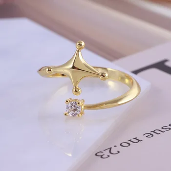 Европейский и американский ювелирный модный дизайн с глянцевым открытым кольцом из циркония, инкрустированным в форме звезды.
