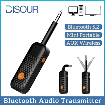 Аудиопередатчик Bluetooth 5.2, портативный беспроводной адаптер AUX Mini 3,5 мм, качество звука без потерь для телевизора, ПК, Подключи и играй